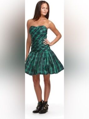 Luella Bartley for Target Green Plaid Strapless Bubble Dress NWT 13